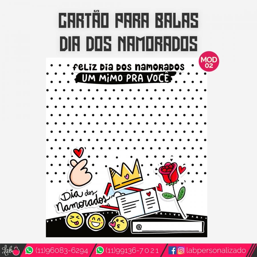 Dia dos Namorados - Cartão Personalizado com Bis ou Balinha