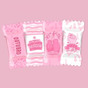 Adesivos para Balas - Outubro Rosa Adesivo couche 115 grs     