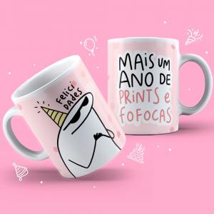 Caneca de Porcelana Flork Aniversário Porcelana     