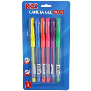 KIT CANETA GEL CORES NEON 6 CORES KZ98123      