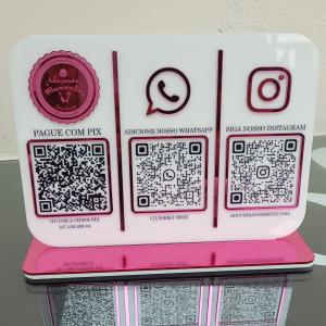 Placa Qr Code Personalizada Em Acrílico Pix Whats Insta Catalogo Acrilico     