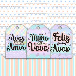 Tag com furo de Dia dos Avós 4x6 cm Couche 300 grs  Impressão Frente, Verso BRANCO   