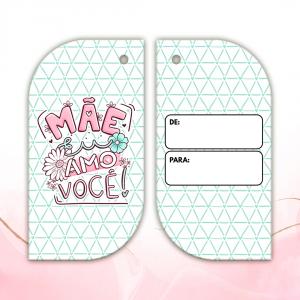 Tag de Roupa Folha Dia Das Mães 4,4 x 8,5 cm com furo Couche 300 grs     